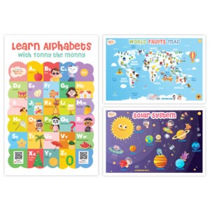 Wollybee 3-in-1 COMBO Educational Posters for Kids