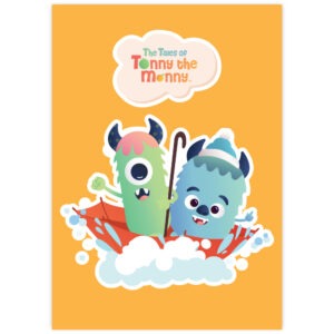 Wollybee Bubu Monsters in the Rain JUMBO Sticker for Kids
